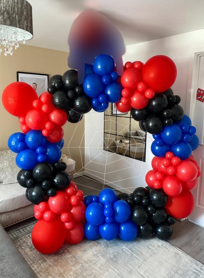 Haolongfa Black Red and Blue Balloons Arch Garland Kit, 106pcs Spider Theme Balloon Arch Kit with Starburst Foil Balloons, Hero-Themed Party Decorations and Birthday Backdrop for Boys - Image 3